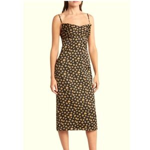 WeWoreWhat Cowl Ditsy Daisies Floral Midi Sun Dress Cottagecore Summer 6‎ New